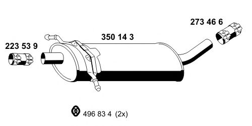 Средний глушитель выхлопных газов ERNST 350143
