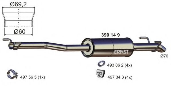 Средний глушитель выхлопных газов ERNST 390149