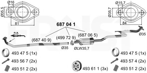Средний глушитель выхлопных газов ERNST 687041