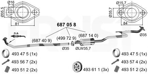 Средний глушитель выхлопных газов ERNST 687058