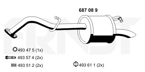 Глушитель выхлопных газов конечный ERNST 687089
