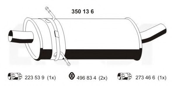 Средний глушитель выхлопных газов ERNST 350136