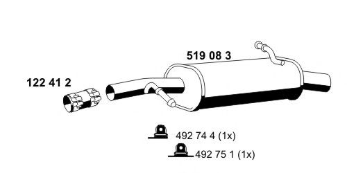 Глушитель выхлопных газов конечный ERNST 519083
