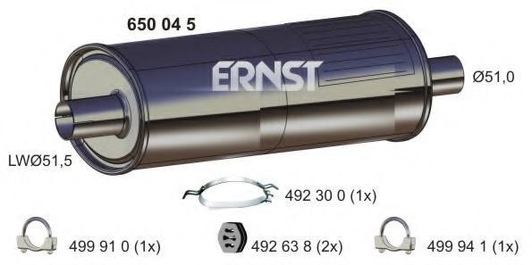 Глушитель выхлопных газов конечный ERNST 650045