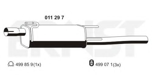 Глушитель выхлопных газов конечный ERNST 011297