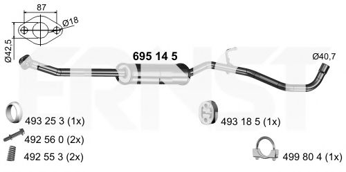 Средний глушитель выхлопных газов ERNST 695145