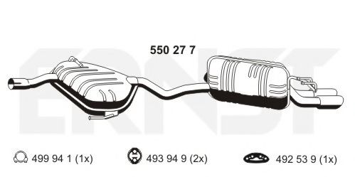 Глушитель выхлопных газов конечный ERNST 550277