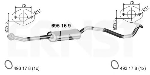 Средний глушитель выхлопных газов ERNST 695169
