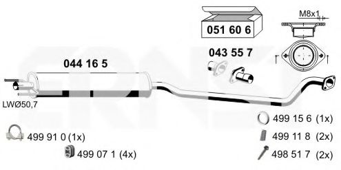Средний глушитель выхлопных газов ERNST 044165
