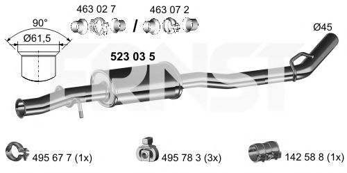Средний глушитель выхлопных газов ERNST 523035