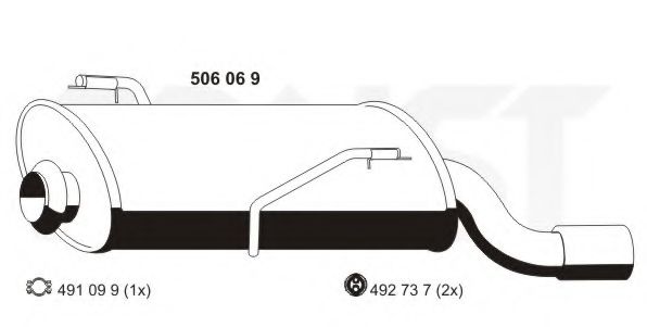 Глушитель выхлопных газов конечный ERNST 506069