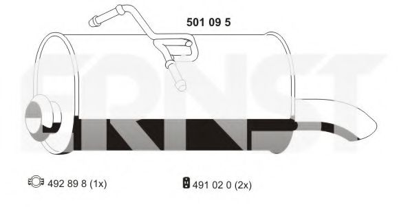 Глушитель выхлопных газов конечный ERNST 501095