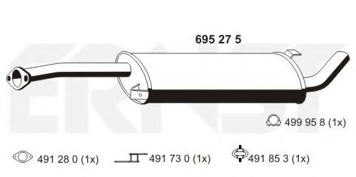 Средний глушитель выхлопных газов ERNST 695275