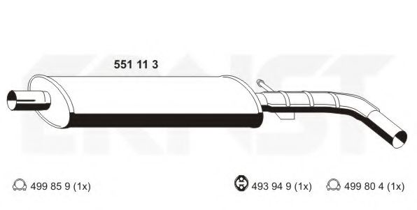 Средний глушитель выхлопных газов ERNST 551113