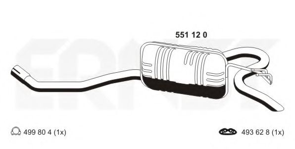 Глушитель выхлопных газов конечный ERNST 551120