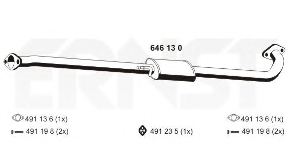 Средний глушитель выхлопных газов ERNST 646130
