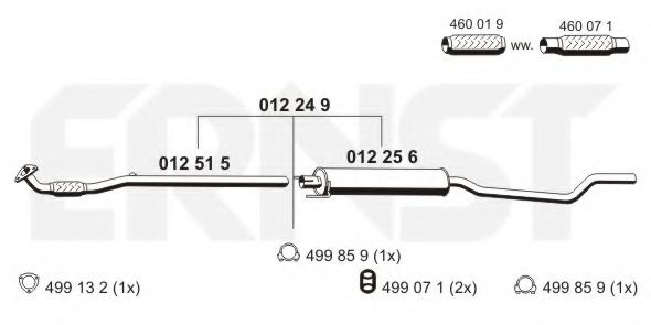 Средний глушитель выхлопных газов ERNST 012249