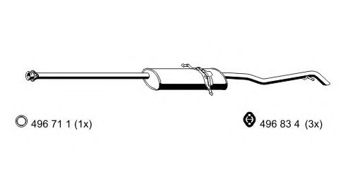 Глушитель выхлопных газов конечный ERNST 352079