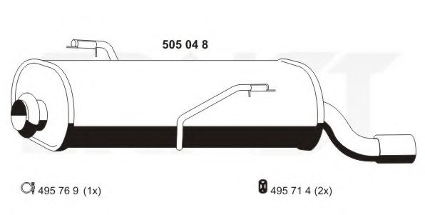 Глушитель выхлопных газов конечный ERNST 505048