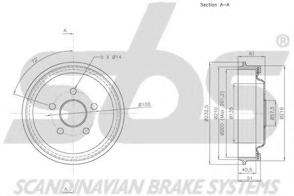 Тормозной барабан sbs 1825259303
