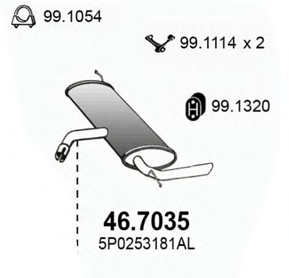 Глушитель выхлопных газов конечный ASSO 46.7035