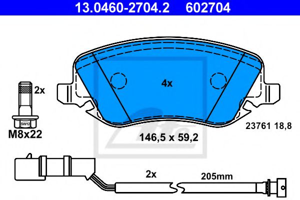 Тормозные колодки ATE 13.0460-2704.2