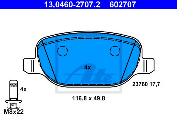 Тормозные колодки ATE 13.0460-2707.2