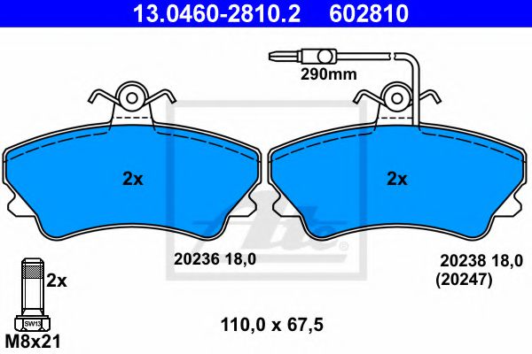 Тормозные колодки ATE 13.0460-2810.2