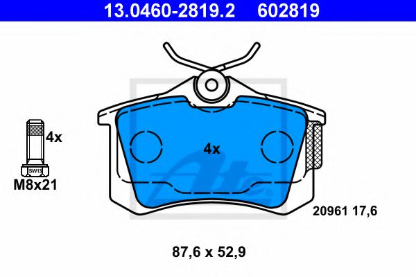 Тормозные колодки ATE 13.0460-2819.2