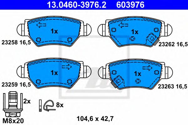 Тормозные колодки ATE 13.0460-3976.2
