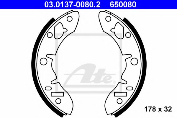 Тормозные колодки барабанные ATE 03.0137-0080.2