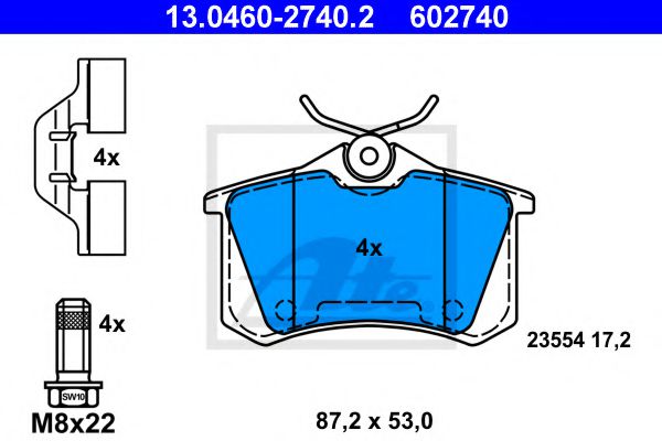 Тормозные колодки ATE 13.0460-2740.2