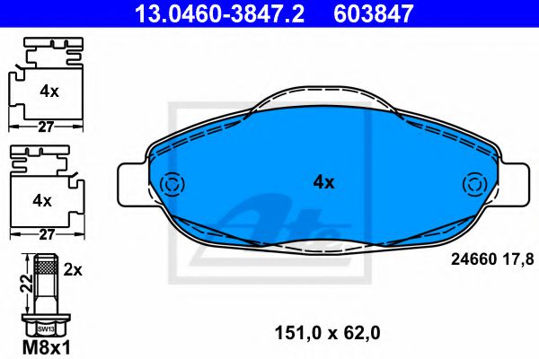 Тормозные колодки ATE 13.0460-3847.2