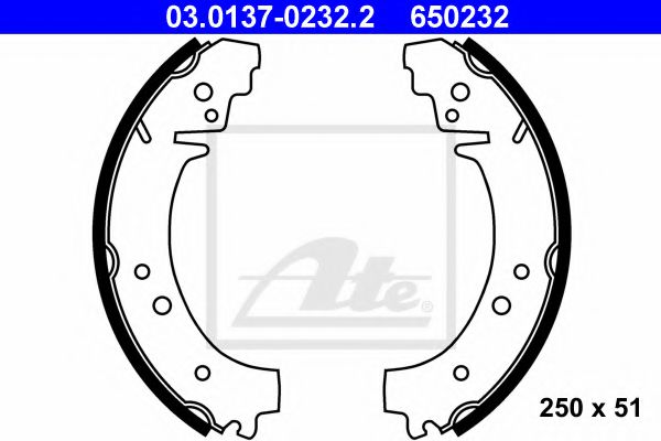 Тормозные колодки барабанные ATE 03.0137-0232.2
