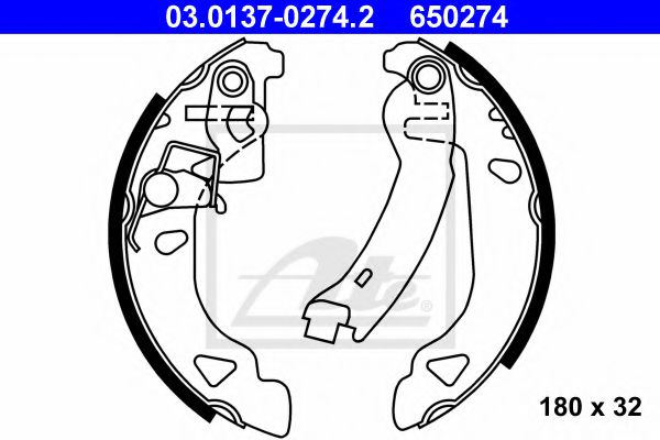 Тормозные колодки барабанные ATE 03.0137-0274.2