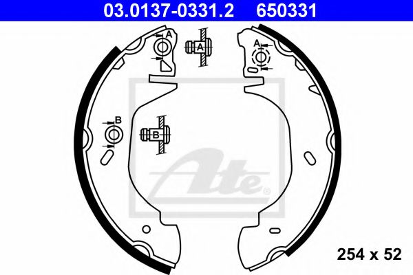 Тормозные колодки барабанные ATE 03.0137-0331.2