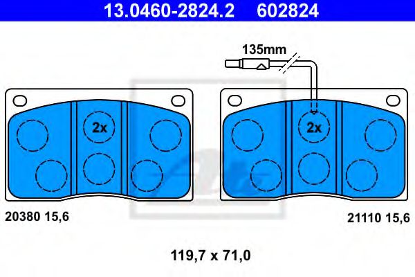 Тормозные колодки ATE 13.0460-2824.2
