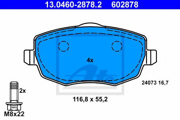 Тормозные колодки ATE 13.0460-2878.2