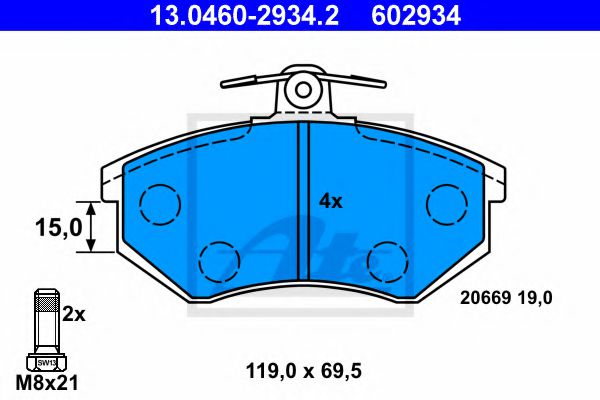 Тормозные колодки ATE 13.0460-2934.2
