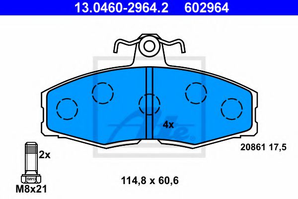 Тормозные колодки ATE 13.0460-2964.2