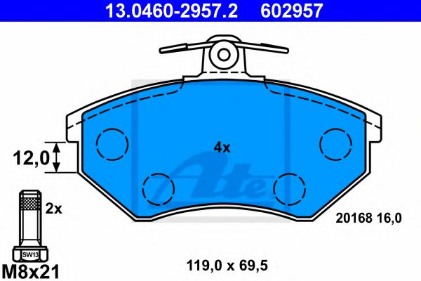 Тормозные колодки ATE 13.0460-2957.2