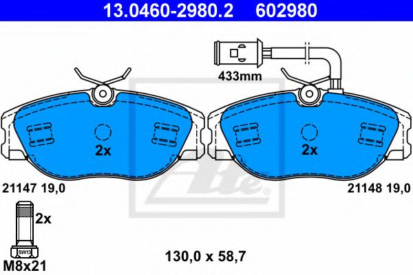 Тормозные колодки ATE 13.0460-2980.2