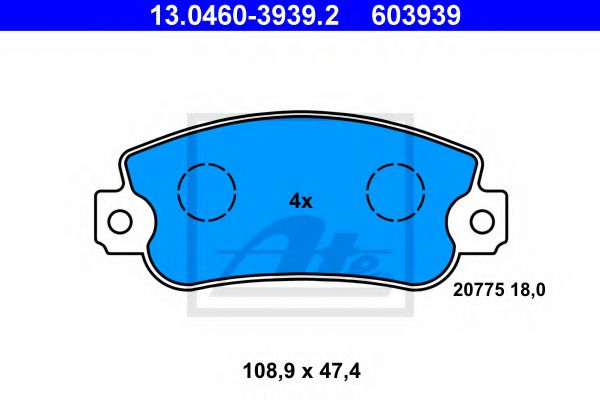 Тормозные колодки ATE 13.0460-3939.2