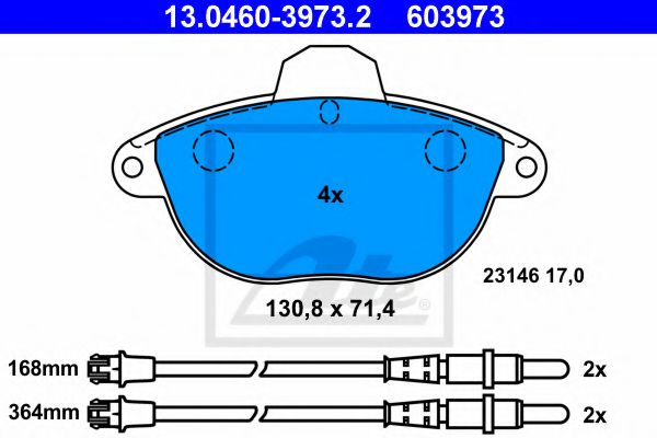 Тормозные колодки ATE 13.0460-3973.2