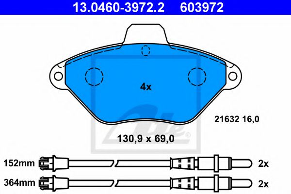 Тормозные колодки ATE 13.0460-3972.2