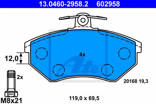 Тормозные колодки ATE 13.0460-2958.2