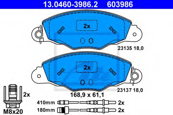 Тормозные колодки ATE 13.0460-3986.2