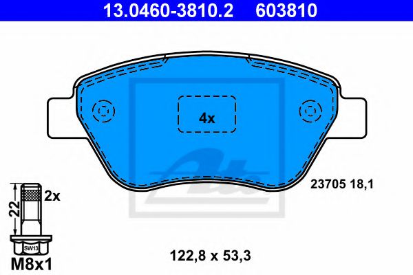 Тормозные колодки ATE 13.0460-3810.2