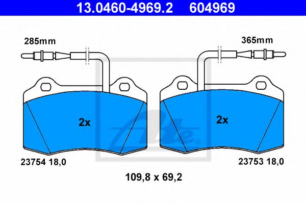 Тормозные колодки ATE 13.0460-4969.2