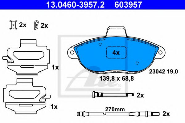 Тормозные колодки ATE 13.0460-3957.2